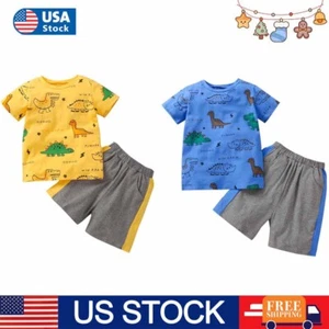 2Pcs Kids Baby Boys Gentleman Outfits Short Sleeve T-Shirt Tops + Shorts Set - Picture 1 of 17