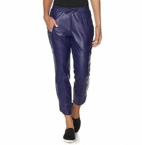 NENE Size L Fab Faux Leather Lounge Pants BLUE - Picture 1 of 3