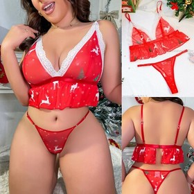 Ladies Queen Size Valentines Sexy Lingerie Santa Cosplay Roleplay Underwear Sets