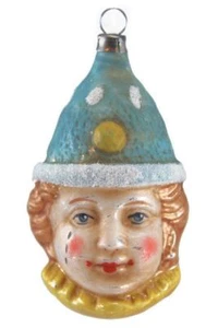 Marolin Clown With Blue Cap MA2011025 German Glass Ornament w/Gift Box - Picture 1 of 2