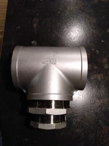 Edelstahl 4" Gewinde T-Stück mit Reduzieranschluss - Bild 1 von 3