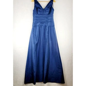 Watters Waters Gr. 10 Kleid lang ärmellos Ballkleid formell Hochzeit V-Ausschnitt blau - Bild 1 von 12