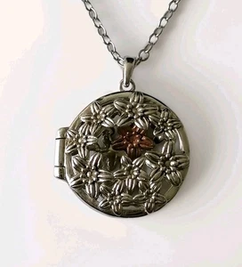 clogau locket silver 9ct rose gold Welsh daffodil flower pendant rare gift box - Picture 1 of 24