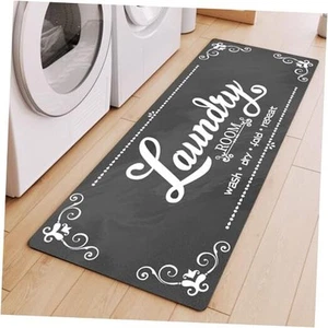 Laundry Room Rug Runner, 17.7"x45" Non Slip Grey Laundry Rugs, Farmhouse - Picture 1 of 7