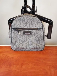 Calvin Klein Women's Signature Logo Backpack Purse Gray / Black - Picture 1 of 9