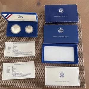 1986 S Statue of Liberty Silver Dollar & Half Dollar Proof 2 Coin Set - Picture 1 of 1