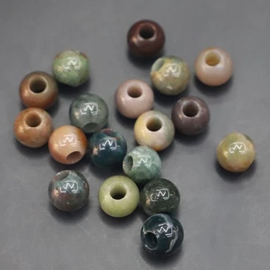 Cuentas sueltas de ágata india natural de 10 mm con agujero grande para hacer joyas hágalo usted mismo 20/40 un. - Imagen 1 de 7