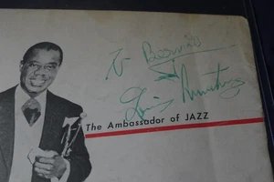 Louis Armstrong Autographed Program Cover Jazz Musician Trumpeter JSA Letter - Picture 1 of 4