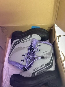 Women’s Columbia Omni-Heat 400 Grams Gray & Purple Waterproof Snow Boots Sz 4 - Picture 1 of 6
