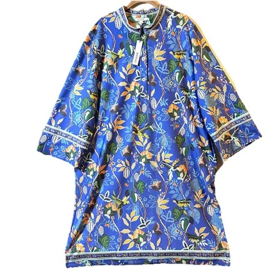 Платье миди Chicos Turkish Sea Scuba 4 XXL синее с цветочным рисунком тропический курорт птица сменное - Изображение 1 из 4