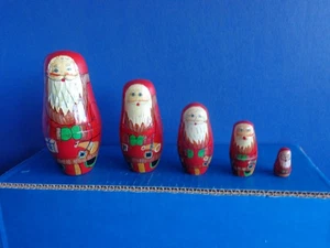 MUÑECAS ANIDADORAS RUSAS SANTA CLAUS 6" de alto, 5 MUÑECAS - DECORACIÓN NAVIDAD - Imagen 1 de 9