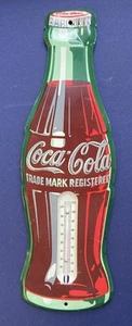 17” Vintage Coca-Cola Die Cut Tin Thermometer Advertising Dated 1956 Made in USA - Picture 1 of 21