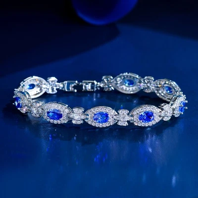 Newest Silver Plated Tennis Bracelet Cubic Zirconia Women Wedding Bridal Jewelry Foto 1 de 4