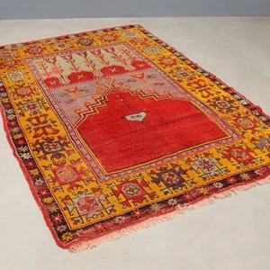 Antiker Melas Teppich Wolle Großer Knoten Handgefertigt 190 x 128 cm - Bild 1 von 9