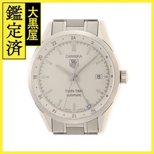TAG HEUER Carrera Twin Time White Dial Stainless Steel Men's WV2116-0 Used Watch - Picture 1 of 3
