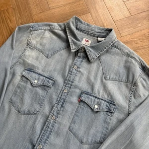 Levi's Denim Shirt Mens Blue Extra Large Standard Pearl Snap Button - L/Sleeve - Picture 1 of 18