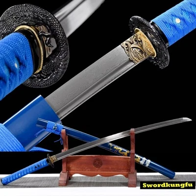Espada Katana Samurai Japonesa Afilada de Acero Doblada Hecha a Mano Dragón Listo para Batalla Foto 1 de 4