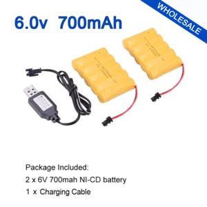 2 Stück 6,0 V 700 mAh Ni-Cd AA Akku Pack SM-2P Stecker für RC Auto Spielzeug - Bild 1 von 12