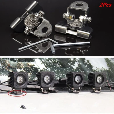 2 Pcs 304 Stainless Car A Pillar Hood Mount Bracket LED Holder Light Lamp Base - Image 1 of 4