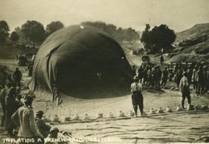 Frankreich 1. Weltkrieg Aufblasen eines französischen Wurstballons Militär Luftfahrt altes Foto 1918 - Bild 1 von 3