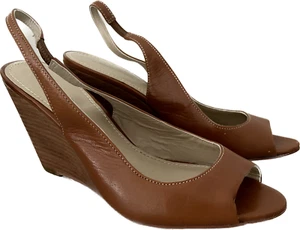 Country Road Mimi Brown Leather Wedge Heels Size 37 or 6 - Picture 1 of 7