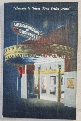 Des Moines IA Postcard American Institute of Business linen to Ft. Madison, Iowa - Image 1 of 4