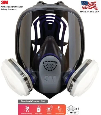 3M 7 IN 1 ULTIMATE FULL FACE RESPIRATOR FACEPIECE GAS MASK SPRAYING PAINTING MED - Image 1 of 4