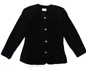 Vintage Susan Bristol Blazer Jacket Womens 10 Black Velour 4 Button Business - Picture 1 of 13