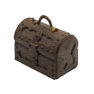 Vintage Dollhouse Miniature Treasure Chest Pirate Plastic Looks Like Iron Mini - Picture 1 of 6