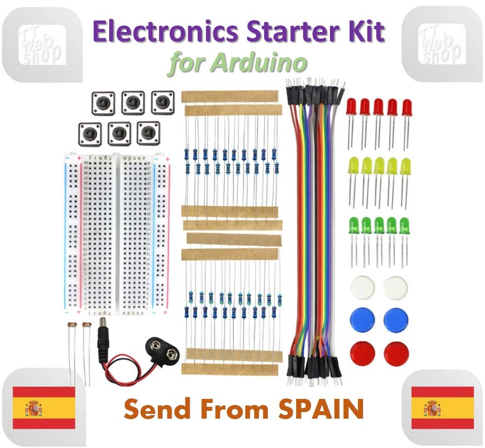 Electronics Starter Kit for Arduino UNO R3 Breadboard LED Jumper Wire Button - Imagen 1 de 4