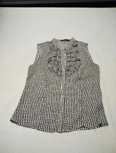 The Limited Shirt Womens M Top Sleeveless Button Up Semi Sheer Black And White - Picture 1 of 5