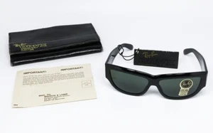NOS VINTAGE SUNGLASSES RAY BAN ONYX WO795 G-15 B&L OVERSIZE MATTE GLOSSY BLACK - Picture 1 of 11