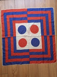 Vintage Women's Echo Geometric Red/White Blue 100% Silk Square Head/Neck Scarf  - Picture 1 of 14