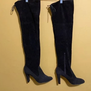 Women’s Over The Knee Black Faux Suede Heeled 4” Boot Size 40 - Picture 1 of 9