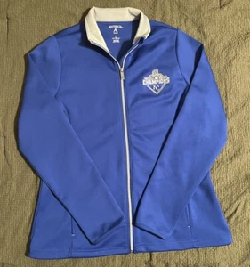 Antigua MLB 2015 Kansas City KC Royals World Series Zip Jacket Womens L Blue - Picture 1 of 4