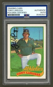 Tony LaRussa Signed 1989 Topps Card #224 (PSA) Manager Oakland Athletics Auto - Picture 1 of 2