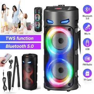Large Party Bluetooth Speaker DJ Heavy Bass Stereo Sound Indoor Outdoor with Mic - Picture 1 of 18