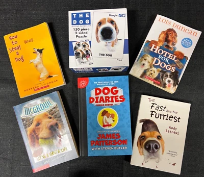 dog lot-2 sided puzzle & 5 books-Fast and Furriest/Diaries/McGrowl/Hotel +1 - Image 1 of 4