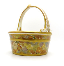Antique Early 20th Century Unusual Satsuma Porcelain Basket Sozan For Kinkozan