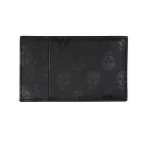 NIB ALEXANDER MCQUEEN Black Skull Print Slim Card Hold - Picture 1 of 8