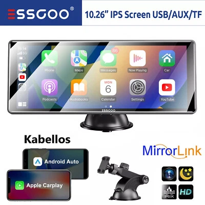 10.26 Zoll Tragbarer Apple Carplay Android Auto Autoradio USB AUX BT TF &Kamera - Bild 1 von 4