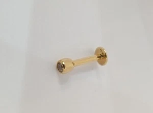 14k Yellow GOLD Labret Stud/CZ 14 Gauge / 7.5mm Span NEW  - Picture 1 of 7