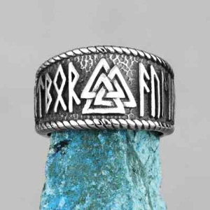Anelli biker cool uomo acciaio inox triangolo Odino vichingo mitologia norrena regalo - Foto 1 di 6