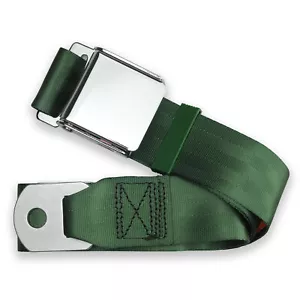 RetroBelt Dark Green Aviation Lap Belt 75" With Hardware - Picture 1 of 3