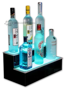 20" 2 Step Tier LED Lighted Shelves Illuminated Liquor Bottle Display FREE SHIP - Picture 1 of 5