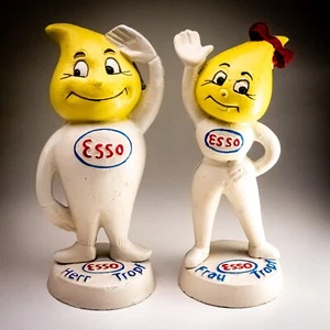 Esso Herr & Frau Tropf (Drop) Cast Iron Money Boxes W Busch GmbH Pair 3kg - Foto 1 di 15