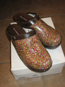 Hanna Andersson FIELD OF FLOWERS Brown Flower SWEDISH CLOGS Shoes Mules 42 women - Picture 1 of 1
