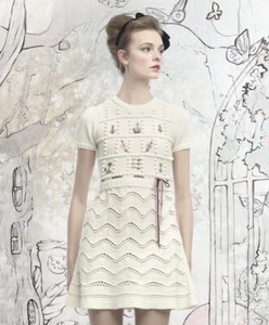 VALENTINO RED-M (AU 8/US 4)-EMBROIDERED ANGORA/SILK/WOOL  FLORAL MINI KNIT DRESS - Bild 1 von 10