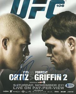 TITO ORTIZ FORREST GRIFFIN SIGNED AUTO MINI POSTER BAS COA UFC 106 CHAMPION
