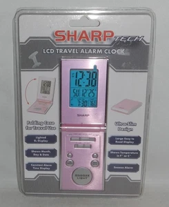 Sharp LCD Pink Folding Case Foldable Ultra Slim Travel Alarm Clock SPC4301 - Picture 1 of 3